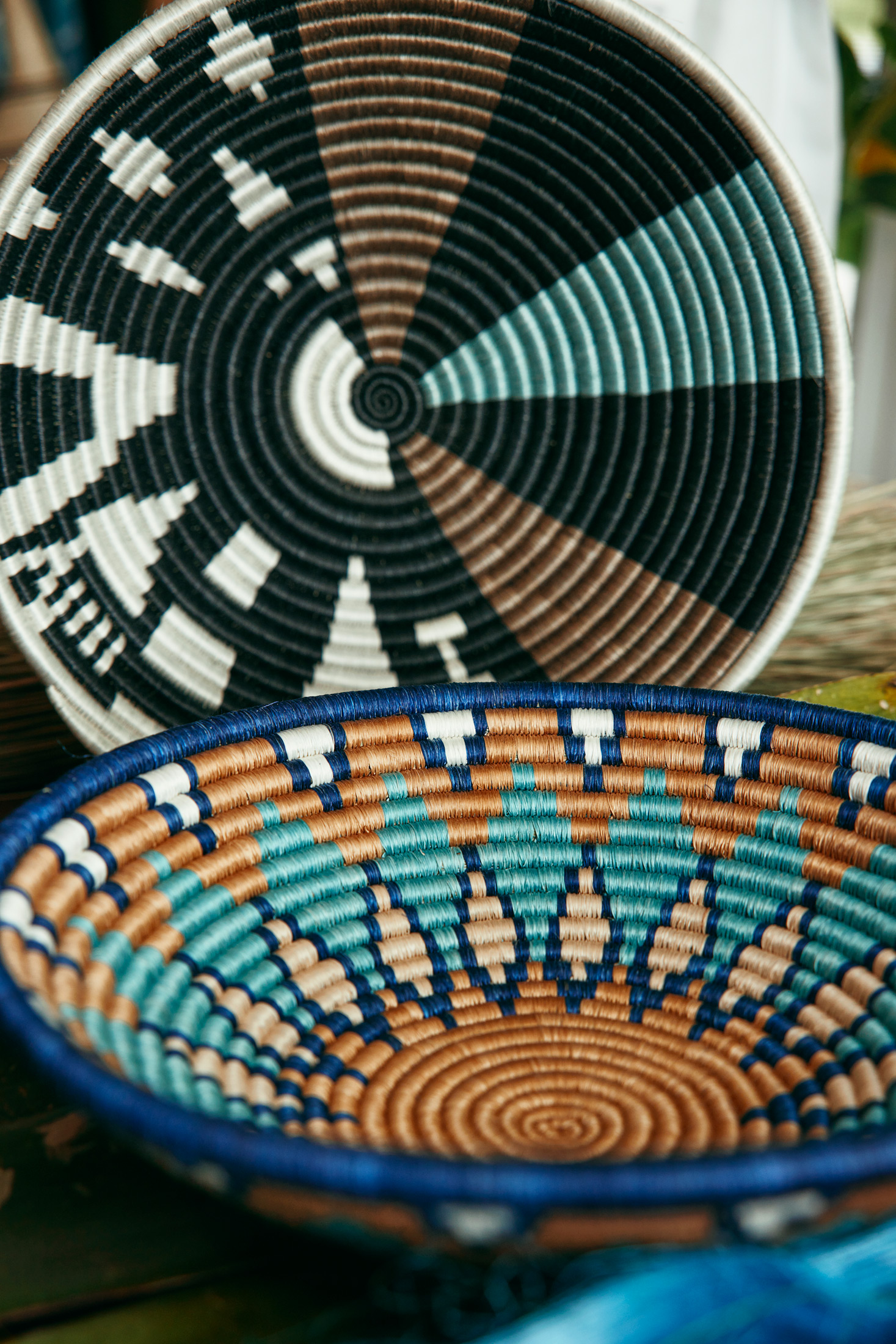 Photo taken by Michael David Wilson, a photographer based in Maine - Agaseke - two woven bowls in vibrant colors | Black Owned Maine Portland