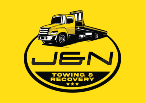 Logo for J & N Towing and Recovery - yellow truck with black and white accents | Black Owned Maine Portland