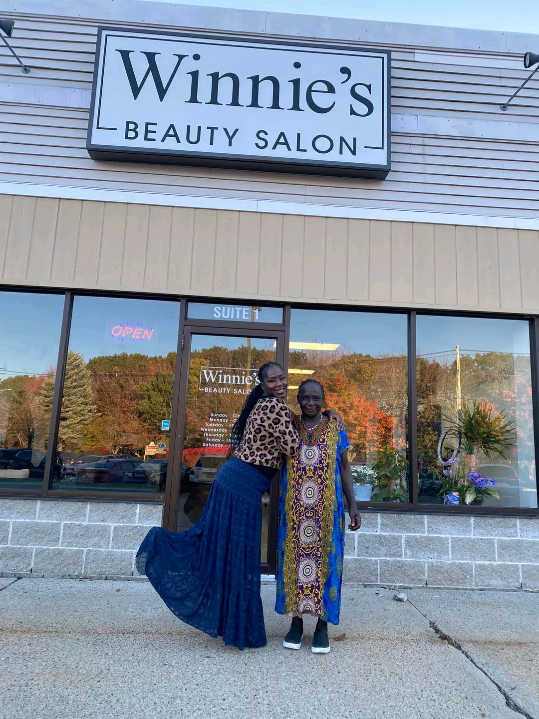 Winnie of Winnie's beauty home and her beautiful grandma at the store front of her business location at 200 Gotham Road in South Portland.